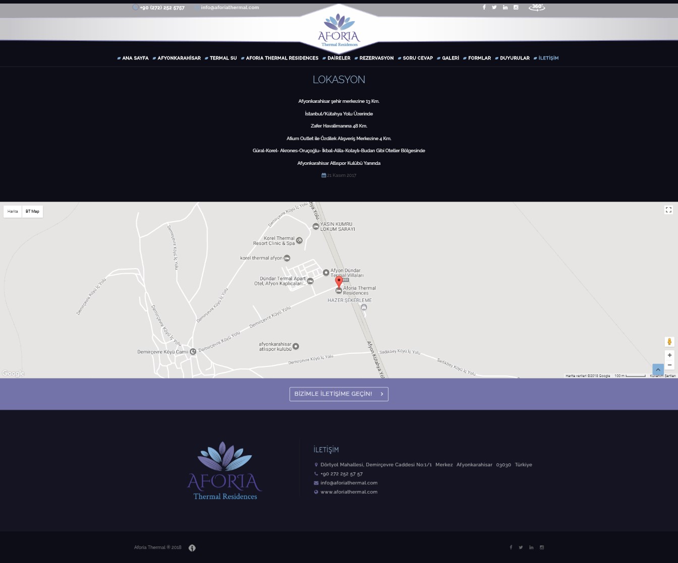 Termal web sitesi iletişim sayfası tasarımı