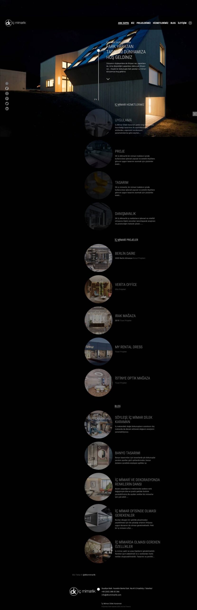 Dk İçmimarlık web site ana sayfa tasarımı