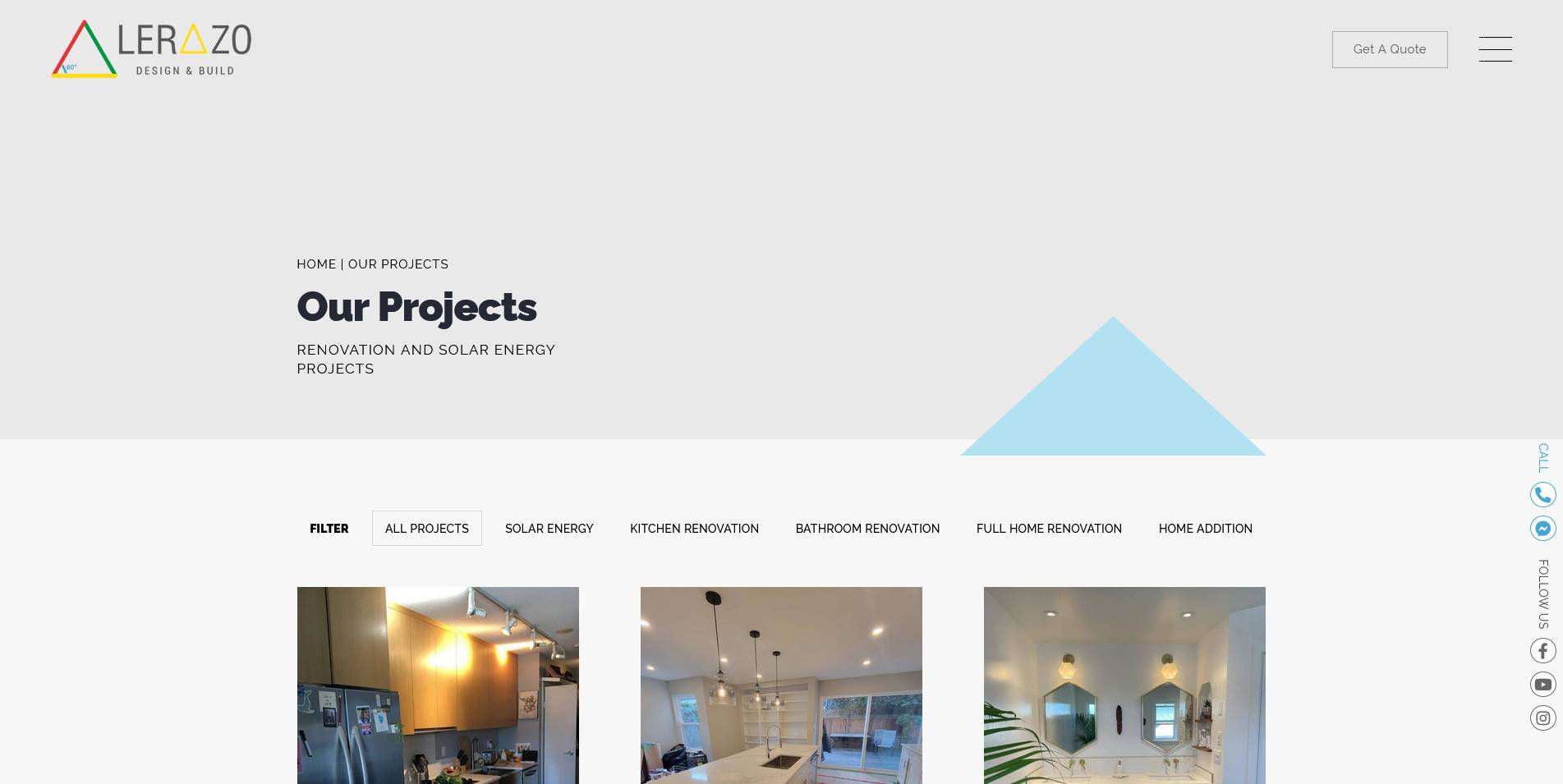 Projeler sayfası tasarımı