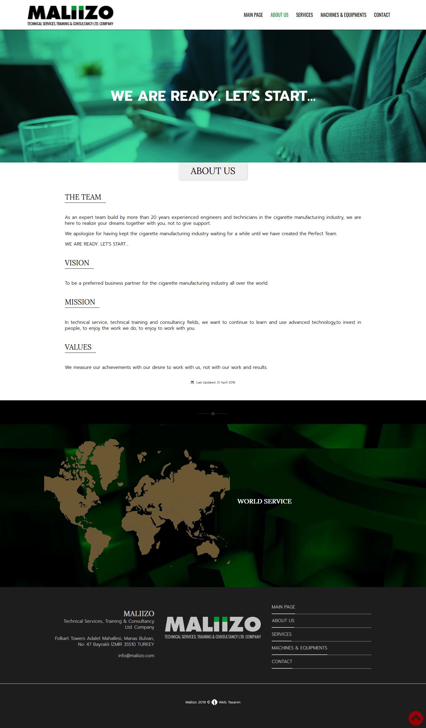 Maliizo Servis web sitesi hakkımızda sayfası tasarımı