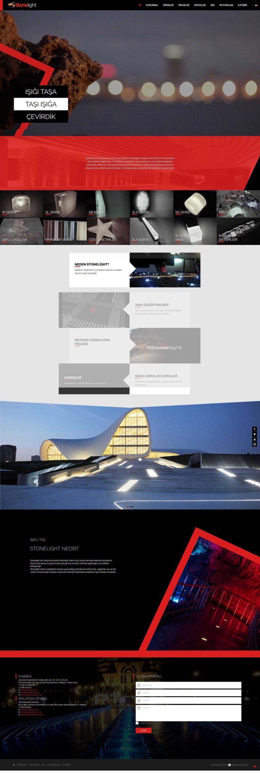 Stonelight web sitesi ana sayfa tasarımı